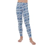 Blue floral pattern Kids  Lightweight Velour Leggings