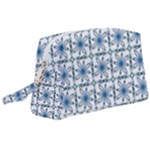 Blue floral pattern Wristlet Pouch Bag (Large)