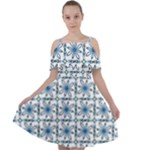 Blue floral pattern Cut Out Shoulders Chiffon Dress