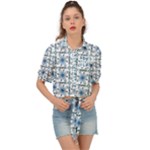 Blue floral pattern Tie Front Shirt 