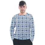 Blue floral pattern Men s Long Sleeve Raglan Tee