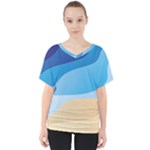 Illustrations Waves Line Rainbow V-Neck Dolman Drape Top