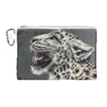 Snowy Leopard Roar A3 Print Canvas Cosmetic Bag (Large)