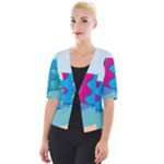 Illustrations Fish Sea Summer Colorful Rainbow Cropped Button Cardigan
