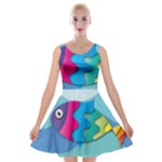 Illustrations Fish Sea Summer Colorful Rainbow Velvet Skater Dress