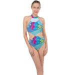 Illustrations Fish Sea Summer Colorful Rainbow Halter Side Cut Swimsuit