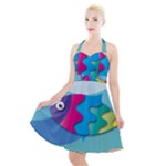 Illustrations Fish Sea Summer Colorful Rainbow Halter Party Swing Dress 