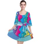 Illustrations Fish Sea Summer Colorful Rainbow Velour Kimono Dress