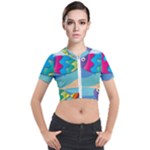 Illustrations Fish Sea Summer Colorful Rainbow Short Sleeve Cropped Jacket