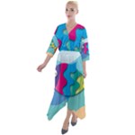 Illustrations Fish Sea Summer Colorful Rainbow Quarter Sleeve Wrap Front Maxi Dress