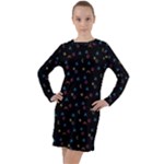 Abstract Texture Long Sleeve Hoodie Dress