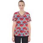 Illustrations Watermelon Texture Pattern Women s V-Neck Scrub Top