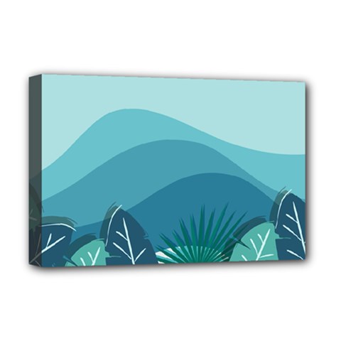 Illustration Of Palm Leaves Waves Mountain Hills Deluxe Canvas 18  x 12  (Stretched) from ArtsNow.com