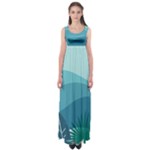 Illustration Of Palm Leaves Waves Mountain Hills Empire Waist Maxi Dress