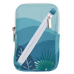 Illustration Of Palm Leaves Waves Mountain Hills Belt Pouch Bag (Small) from ArtsNow.com