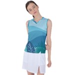 Illustration Of Palm Leaves Waves Mountain Hills Women s Sleeveless Sports Top