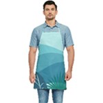 Illustration Of Palm Leaves Waves Mountain Hills Kitchen Apron
