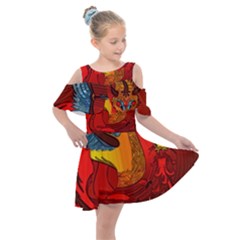 Kids  Shoulder Cutout Chiffon Dress 