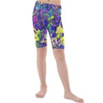 vibrant abstract floral/rainbow color Kids  Mid Length Swim Shorts