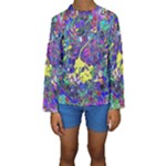 vibrant abstract floral/rainbow color Kids  Long Sleeve Swimwear