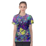vibrant abstract floral/rainbow color Women s Sport Mesh Tee