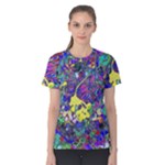 vibrant abstract floral/rainbow color Women s Cotton Tee