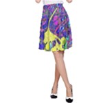 vibrant abstract floral/rainbow color A-Line Skirt