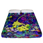 vibrant abstract floral/rainbow color Fitted Sheet (Queen Size)