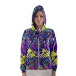 vibrant abstract floral/rainbow color Women s Hooded Windbreaker