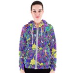 vibrant abstract floral/rainbow color Women s Zipper Hoodie
