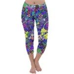 vibrant abstract floral/rainbow color Capri Winter Leggings 
