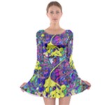 vibrant abstract floral/rainbow color Long Sleeve Skater Dress