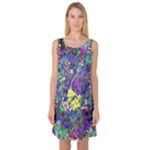 vibrant abstract floral/rainbow color Sleeveless Satin Nightdress