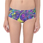 vibrant abstract floral/rainbow color Mid-Waist Bikini Bottoms