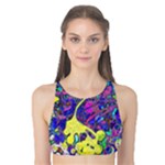 vibrant abstract floral/rainbow color Tank Bikini Top