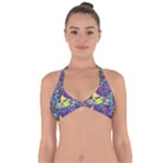 vibrant abstract floral/rainbow color Halter Neck Bikini Top