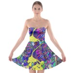 vibrant abstract floral/rainbow color Strapless Bra Top Dress