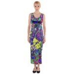 vibrant abstract floral/rainbow color Fitted Maxi Dress