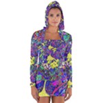 vibrant abstract floral/rainbow color Long Sleeve Hooded T-shirt