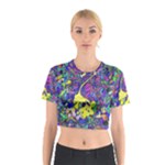 vibrant abstract floral/rainbow color Cotton Crop Top