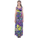 vibrant abstract floral/rainbow color Empire Waist Maxi Dress
