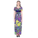 vibrant abstract floral/rainbow color Short Sleeve Maxi Dress