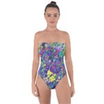 vibrant abstract floral/rainbow color Tie Back One Piece Swimsuit