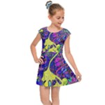 vibrant abstract floral/rainbow color Kids  Cap Sleeve Dress