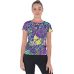 vibrant abstract floral/rainbow color Short Sleeve Sports Top 