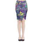 vibrant abstract floral/rainbow color Midi Wrap Pencil Skirt