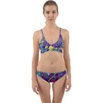 vibrant abstract floral/rainbow color Wrap Around Bikini Set