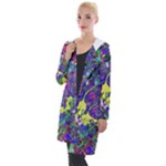 vibrant abstract floral/rainbow color Hooded Pocket Cardigan