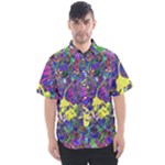 vibrant abstract floral/rainbow color Men s Short Sleeve Shirt