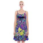 vibrant abstract floral/rainbow color Spaghetti Strap Velvet Dress